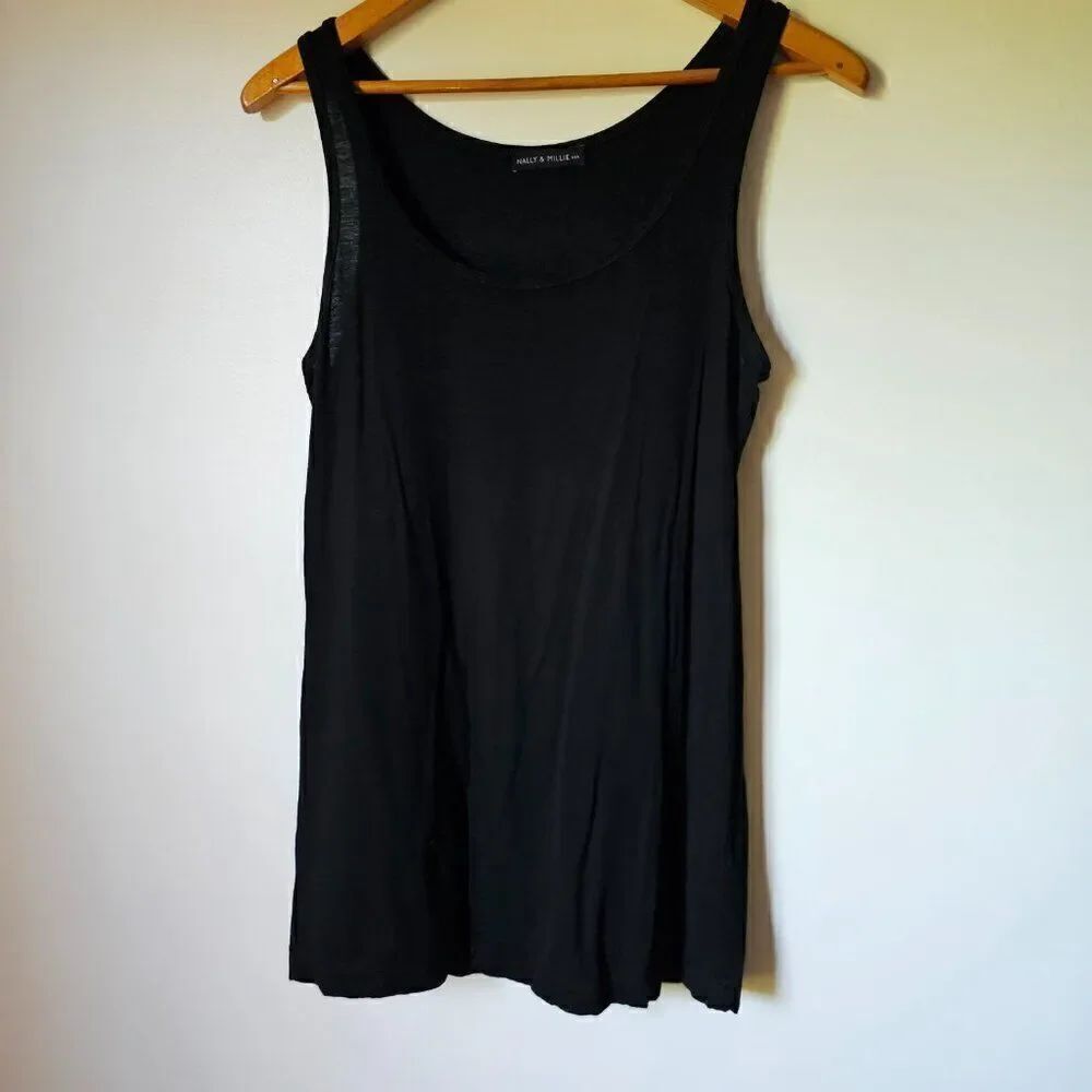 EUC NALLY & MILLIE USA BLACK SUPER SOFT SCOOP NECK TANK TOP SIZE SMALL